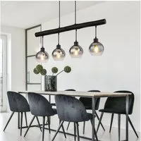 GLOBO LIGHTING LED-Hängeleuchte, Leuchtmittel inklusive, Warmweiß, Hängelampe Pendelleuchte Esstischlampe Holzbalken Rauchglas LED 120 cm