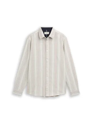 Tom Tailor - Regular Fit Hemd mit Streifenmuster off white multicolor stripe - Gr. - XXL
