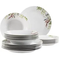 MÄSER Teller-Set HERBAL GARDEN, Geschirr-Set, Porzellan (18-tlg), 6 Personen, Porzellan, Teller Set