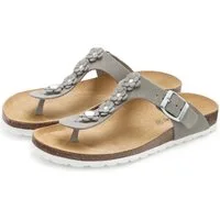Vivance Mule, Sandale, offener Schuh, Sommerschuh, Pantolette NEU aus Leder mit Korkfußbett und Blüten-Applikation