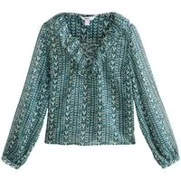 Next Rüschenbluse Transparente Schluppenbluse mit Rüschen, Kurzgröße (1-tlg)
