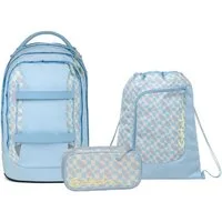 Satch Schulranzen Schulrucksack-Set PACK Summer Era 3-teilig (3-teilig), ergonomisch, Your-Size-System, 5 Fächer