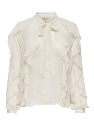 ONLY - ONLTARYN LS ROMANTIC RUFFLE BLOUSE WVN Birch - Gr. - L