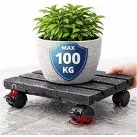Topanbieter999 Pflanzenroller mit Feststellbremsen, Holzoptik, riss- und splitterfrei