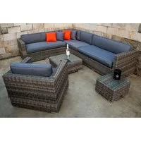 Ragnarök Möbel-Design Gartenlounge-Set Lounge Set Narvik, (Set, Ecklounge, Polyrattan, Alu), Sitzpolster ca. 16 cm dick und haben 2 intergrierte Härtegrade