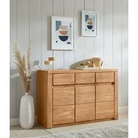 OTTO home Sideboard Burano,127cm breit, Fronten Massivholz,3 Türen,3 Schubladen,6 Fächer, Holz massiv,Holzwerkstoff,Griffmulden,Böden variabel einsetzbar