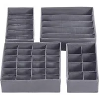 TUWENA Aufbewahrungsbox 4er Schrank Organizer Shublade,Faltbare Aufbewahrung Schubladentrenner (4 St), Stoff Odnungssystem für Kleidershrank Unterwäsche BHS Socken Krawatten
