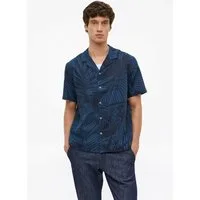 s.Oliver Kurzarmhemd Hemd Resort Fit: Leichtes Baumwoll-Leinen-Hemd mit All-over-Print