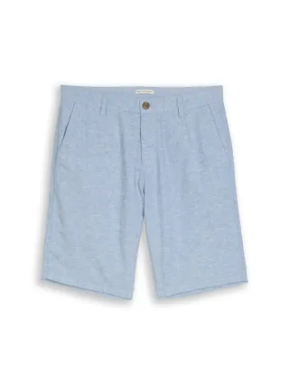 Tom Tailor - TTREGULAR Chino Shorts mit Leinenanteil bleeched blue chambray - Gr. - 32