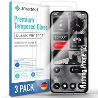 smartect Displayschutzglas Schutzglas Panzerfolie Klar für Nothing Phone (2), Set, 3 Stück, Schutzfolie Glasschutz Bildschirm