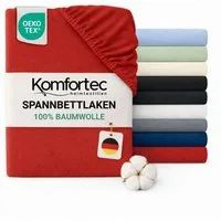 Komfortec Spannbettlaken Jersey Spannbettuch, 90x200, 140x200, 160x200, 180x200 oder 200x200 cm, 100% Baumwolle (135 g/m), Gummizug: Rundum, (1 Stück), OEKO-TEX® Standard 100 Zertifisiert, für Matratzen bis 25 cm Höhe