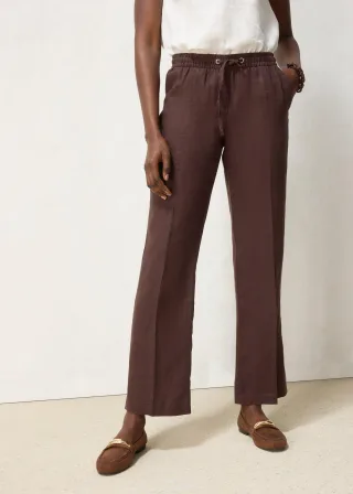 bonprix Schlupfhose aus reinem Leinen, braun, Gr.38, hochwertige weite Hose aus reinem Leinen, aus Leinen