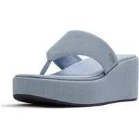 Fitflop PLATFFORMS DENIM WEDGE TOE-POST SANDALS Dianette Plateau, Zehensteg, Sommerschuh mit weichem Zehensteg