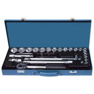 Dönges Steckschlüsselsatz 1/2, 24-teilig, 10-32 mm , Ausführung:24-teilig, 10-32 mm, Farbe:blau
