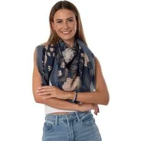 MayTree Modeschal Großes Modetuch Cashmere Feeling 130x130cm Floral blau, (Stück, 1-St)