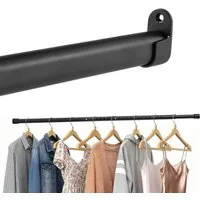 Minicloss Garderobenstange Schrankstange verstellbar, Oval Kleiderstange, Wandmontage, Schrankstange, 25mm Klemmstange 42-220cm