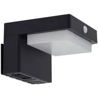 Lindby Außen-Wandleuchte Eleazar, LED, Metall, Schwarz warmweiß IP44mit Bewegungsmelder, 1 x 4,5 W LED, warmweiß