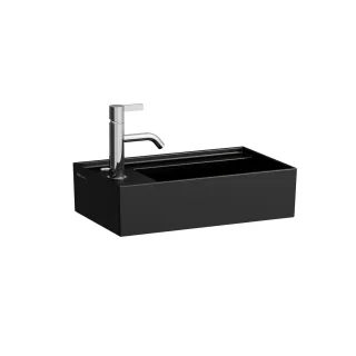 LAUFEN Handwaschbecken Kartell 280x460x150 asymmetrisch, 1 Hahnloch links, ohne Überlauf, schwarz ma H8153357161111