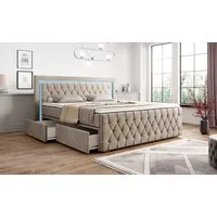 PROMETO Möbel Boxspringbett Arosa 7-Zonen-Taschenfederkernmatratze 180 x 200 cm - LED 16 Farben