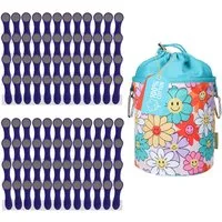 trendfinding Wäscheklammern 96 Wäscheklammern Indigo-Grau Edelstahl, 1 Beutel Blumen Smiley, Mit neuester Klammertechnik für empfindliche Wäsche