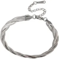 KARMA Fußkette gedreht Silber 21,5 cm Edelstahl wasserfest hypoallergen (rostfrei pflegeleicht, 1-tlg., Urlaub Strand Abendmode Accessoires Damen), modern Fußkettchen Fußschmuck