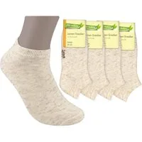 Die Sockenbude Sneakersocken LEINEN (Bund, 4-Paar, beige melange) Baumwolle mit Leinen