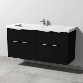 Sanipa 3way Waschtischunterbau zu Villeroy & Boch Subway 3.0 Waschtisch mit 4 Auszügen, Schwarz-Matt UF85008