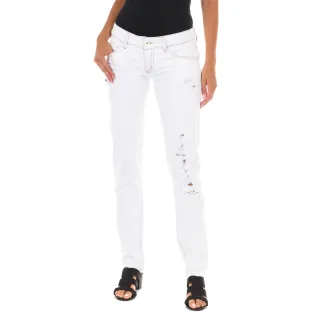 Lange Denim-Hose mit Ripstop-Effekt und schmalen Säumen E014152 woman