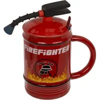 Out of the Blue Tasse Tasse Becher Feuerlöscher Feuerwehr 450ml mit Löffel, 1-tlg., Keramik, authentisches Design