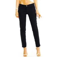be styled 5-Pocket-Hose Hüftige Röhrenhose schwarze Hüfthose Skinnyjeans - Damen - j52L-1 in Unifarben