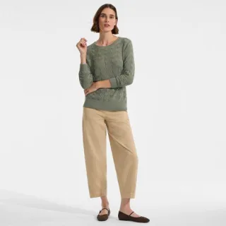 Soft Flow Rundhalspullover aus Leinenmix für Damen, Damen, size: regular, Grün, by Lands' End
