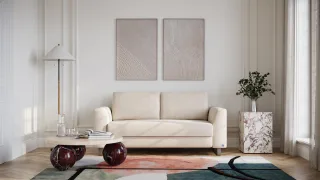 BRUNO Schlafsofa 140cm in Creme Ecru Beige | Klassik | stabiles Massivholz & Boxspringkomfort