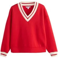 Next Sweater Scuba-Sweatshirt mit V-Ausschnitt Kontrastkragen (1-tlg)