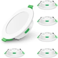 ALUSSO LED Einbaustrahler 6er-Set, Decken Leuchte, Flach Strahler für Bad, Wohnzimmer, 230V, 10W, 125-135 mm, Rund, Weiß
