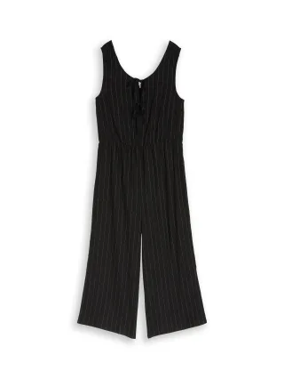 Denim Tom Tailor - Jumpsuit mit Leinenanteil black beige vertical stripe - Gr. - XS