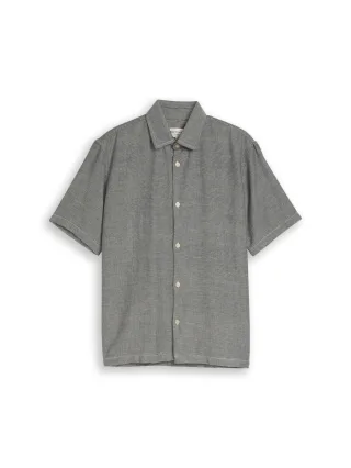 TOM TAILOR Denim - Relaxed Fit Kurzarmhemd mit Struktur schwarz - Gr. - L
