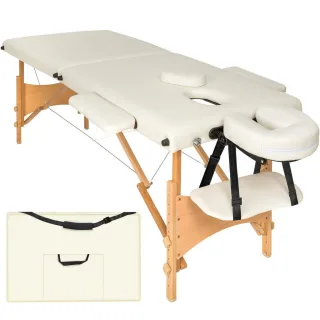 tectake Massageliege, Beige, Holz, 61x62x185 cm, Freizeit, Wellness, Körperpflege, Wohlfühlprodukte
