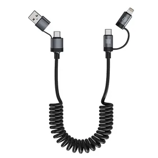 6A 100W USB-A/USB-C to iP/USB-C Telescopic Cable PD Fast Charging Data Transmission Copper Core Line 1.5M Long for iPhon