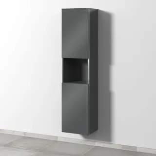 Sanipa 3way Hochschrank mit 2 Türen und 1 offenem Fach, Anthrazit-Glanz BS11679