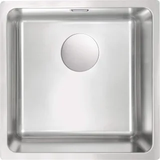 Neuesbad 1-Becken Spüle zum Unterbau o. Abtropffl., Edelstahl gebürstet, 3, 5'', Raumsparsiphon NB1DEZPE010B1