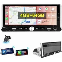 ESSGOO 4GB+64GB Single 1DIN Android 15 Apple Carplay Android Auto GPS WiFi Navigationsgerät (Carplay Android Auto Bluetooth FM AM RDS WIFI GPS)