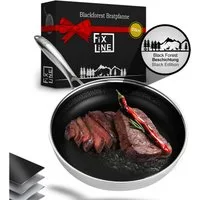 FIXLINE Schmorpfanne 28cm Black Forest Edition Beschichtet und einfache Reinigung, Edelstahl (Einzel, 1 Pfanne), Lieblingspfanne in deiner Küche