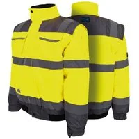 PRO FIT Arbeitsjacke, Warnschutz Pilotenjacke, Atmungsaktiv, Unisex, Neongelb/Grau (1-St) Wind- & Wasserabweisend, Ärmel abnehmbar, Reflexstreifen
