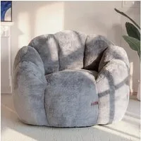 LuxusKollektion Sitzsack Sitzsack Erwachsene Beanbag MemoryFoam Kunstfell Grau 105*105*78