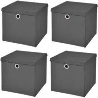 StickandShine Faltbox 4er SET 33 x 33 x 33 cm mit Deckel – perfekt für KALLAX - 19 Farben