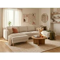 Home affaire Wohnlandschaft Booster, whlw. mit Schlaffunktion & Bettkasten, Fuß Buche lackiert, Sofa in U-Form, Breite 305 cm, in Cord oder Struktur