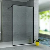 Aloni Walk-in-Dusche Duschwand 8mm ESG Sicherheitsglas, schwarz matt mit Nano-Beschichtung, Sicherheitsglas, für Fliesen oder Duschwanne, begehbare Duschabtrennung – 80x200 cm