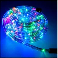 Trade-Shop LED-Lichterschlauch Komplett Set mit Zubehör Lichterkette beleuchtet F3 LED, RGB 5m, Länge des Stromkabels: ca. 40cm / Set mit Endkappe und Montageclips