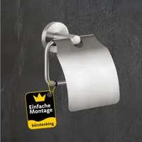 Bürstenking Toilettenpapierhalter mit Deckel – Edelstahl matt gebürstet, rostfrei, Serie 190 (Set, Serie 190), Rostfrei, langlebig, pflegeleicht