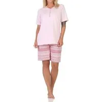 Normann Pyjama Damen kurzarm Schlafanzug Shorty im Ethnolook - auch in Übergrößen